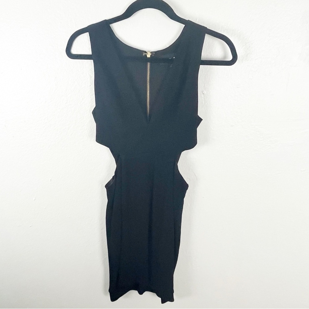 NBD x The Naven Twins Sweet Dreams Black Side Cutouts V-Neck Mini Dress Small